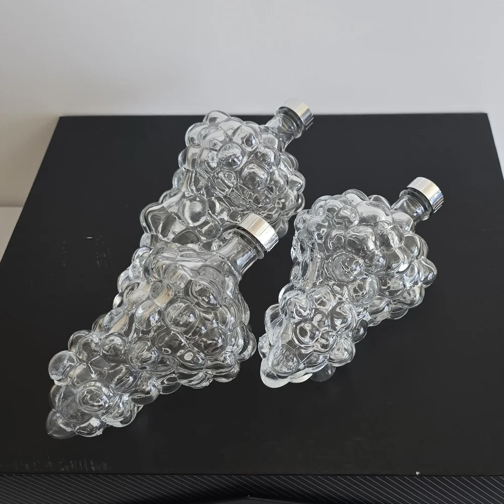 Grape Cluster Glass Bottles (Set Of 3) Made In France, approx. 6